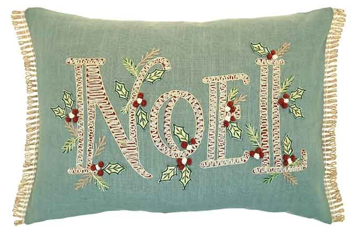 Noel embroidered cushion W