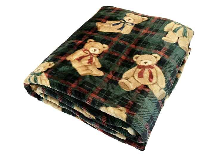 Tartan bear soft throw w
