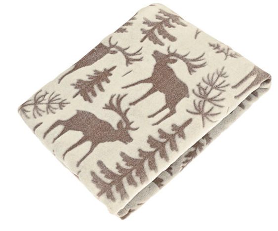 Stag and tree mocha soft throw W